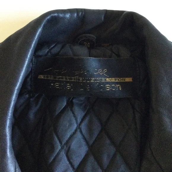 VTG Harley Davidson Leather Moto Jacket Black Motorcycle Cinch Back Women 34 - Picture 15 of 16